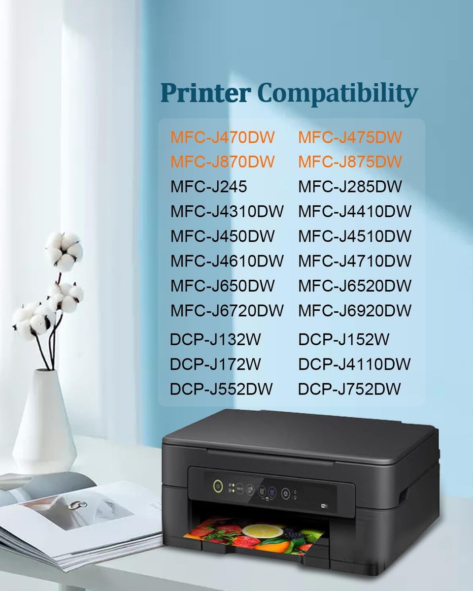 D&C Lot de 3 cartouches d'encre jaunes compatibles avec Brother LC-123 LC123 XL pour DCP-J152W DCP-J172W DCP-J4110DW DCP-J552DW DCP-J752DW MFC-J245 MFC-J4410DW MFC-J4510DW MFC-J4610DW MFC-J470DW