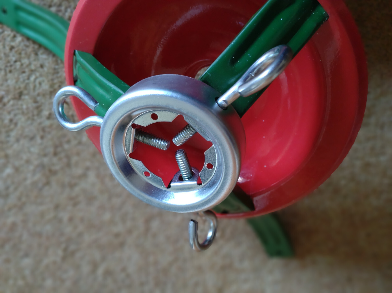 Vintage red and green metal Christmas tree stand holder eBay