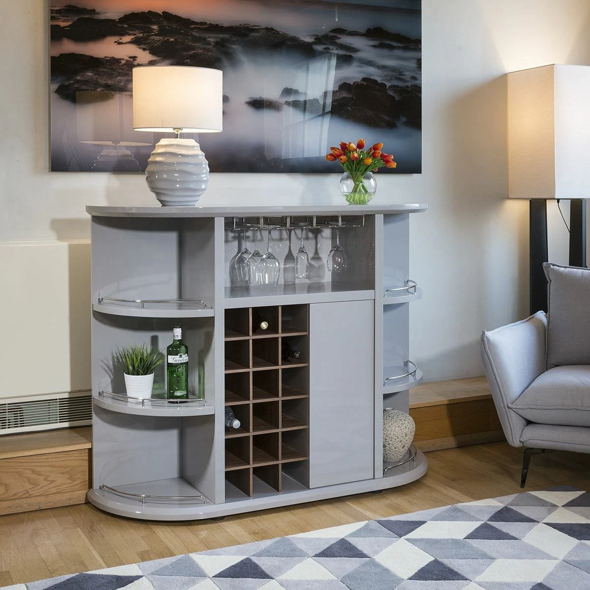 Gray wine 2024 bar cabinet