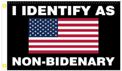 3X5 I IDENTIFY AS NON-BIDENARY TRUMP 2024 BLACK FLAG BANNER 100D