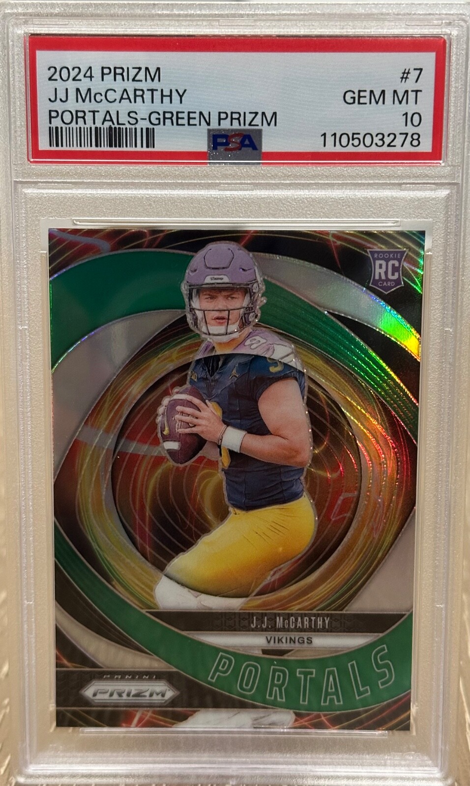 JJ McCarthy Panini Prizm Portals #7 Green