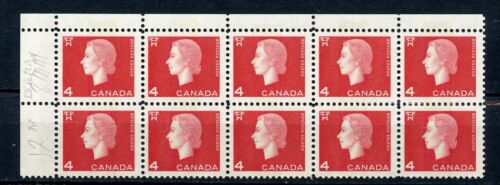 Canada MNH #404iii bloc d'angle 10 UL WCB 8 mm QEII Cameo Defin 1964 J754 - Photo 1 sur 1