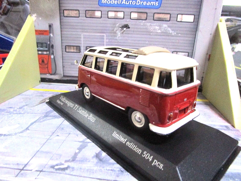 VW Volkswagen Bus T1 Samba Bus Fensterbus rot creme 1960 Minichamps 1:43 - Bild 3 von 4