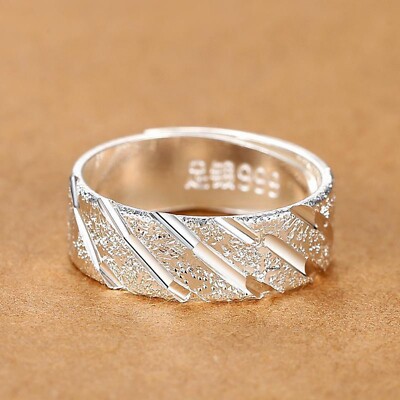 Pure 999 Fine Silver Band Men Women Lucky 7mm Wide Satin