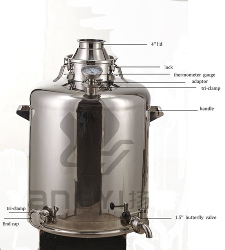 26 gallon (100L) Distilling Kettle / Boiler- Stainless Steel 304 Home Distillery