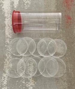 Set (10) 43.6,  $10 Silver Strike Air Tite Casino Holders Plus Storage Tube