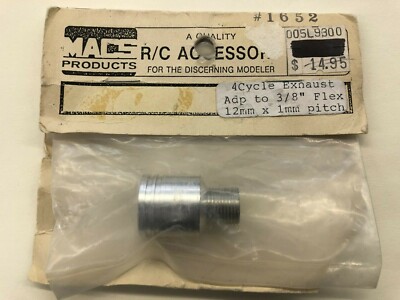 Macs Products #1652 4-Cycle Exhaust Adapter 12mm x 1mm Pitch to 3/8'' Flex Tube