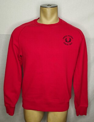 Mens Fred Perry red pullover crewneck sweatshirt size Medium