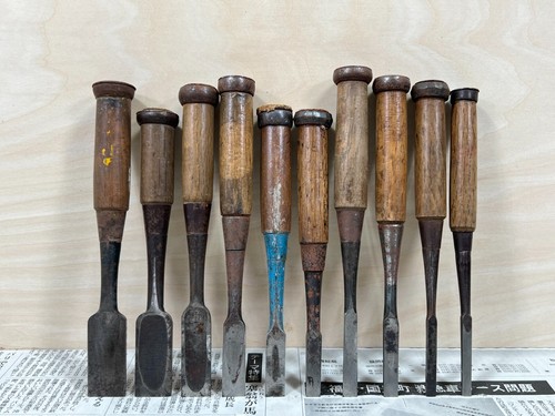 Vintage Japanese Chisel 10set Nomi /Hand Plane Saw Iron Hammer Hand Tool/d62 - Picture 2 of 23