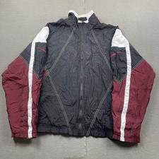 Vintage Nike Windbreaker Jacket Mens XL Black Maroon Colorblock Lined Nylon