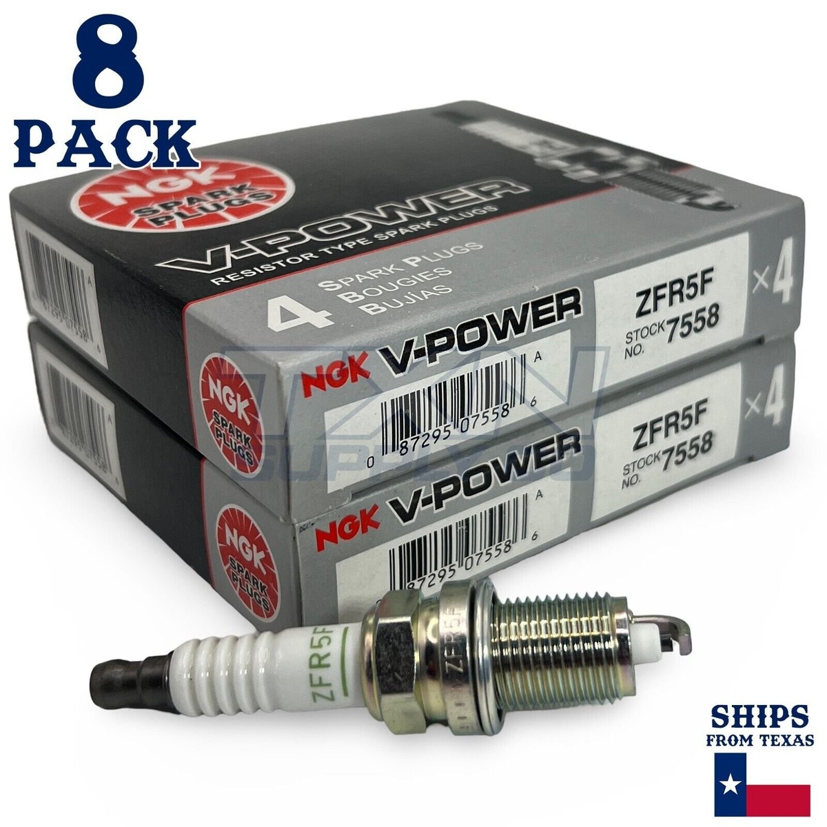 NGK 7558 V-Power Spark Plugs ZFR5F - 8 Pack | eBay