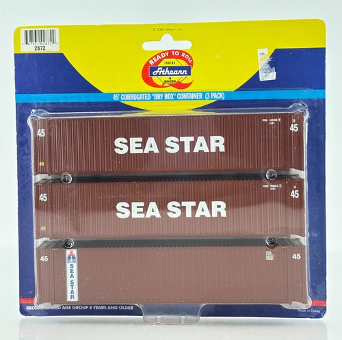 Contenedor intermodal HO Athearn 2872 Sea Star 45’ corrugado "caja seca" (paquete de 3) | Condition: New