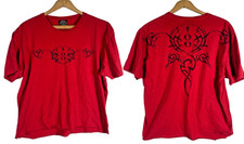 Golds Gym T Shirt Large Crop Cropped Red Black Body Building Mens Lifting Vtg