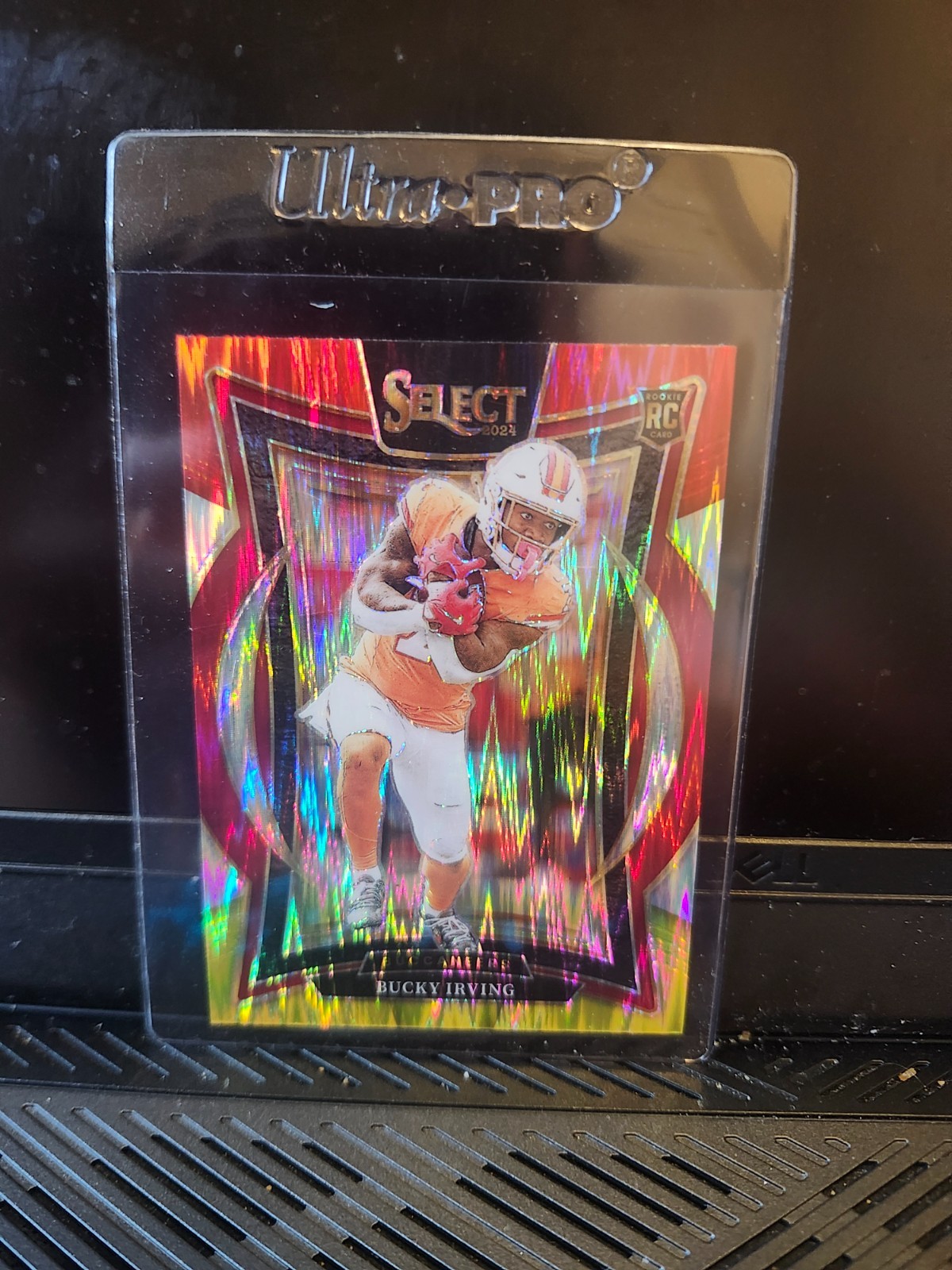 2024 Panini Select - Concourse Bucky Irving #4 Red & Yellow Shock Prizm (RC)