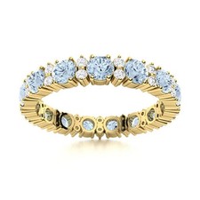 Natural Aquamarine Statement Unique Eternity Promise Ring Sterling Silver