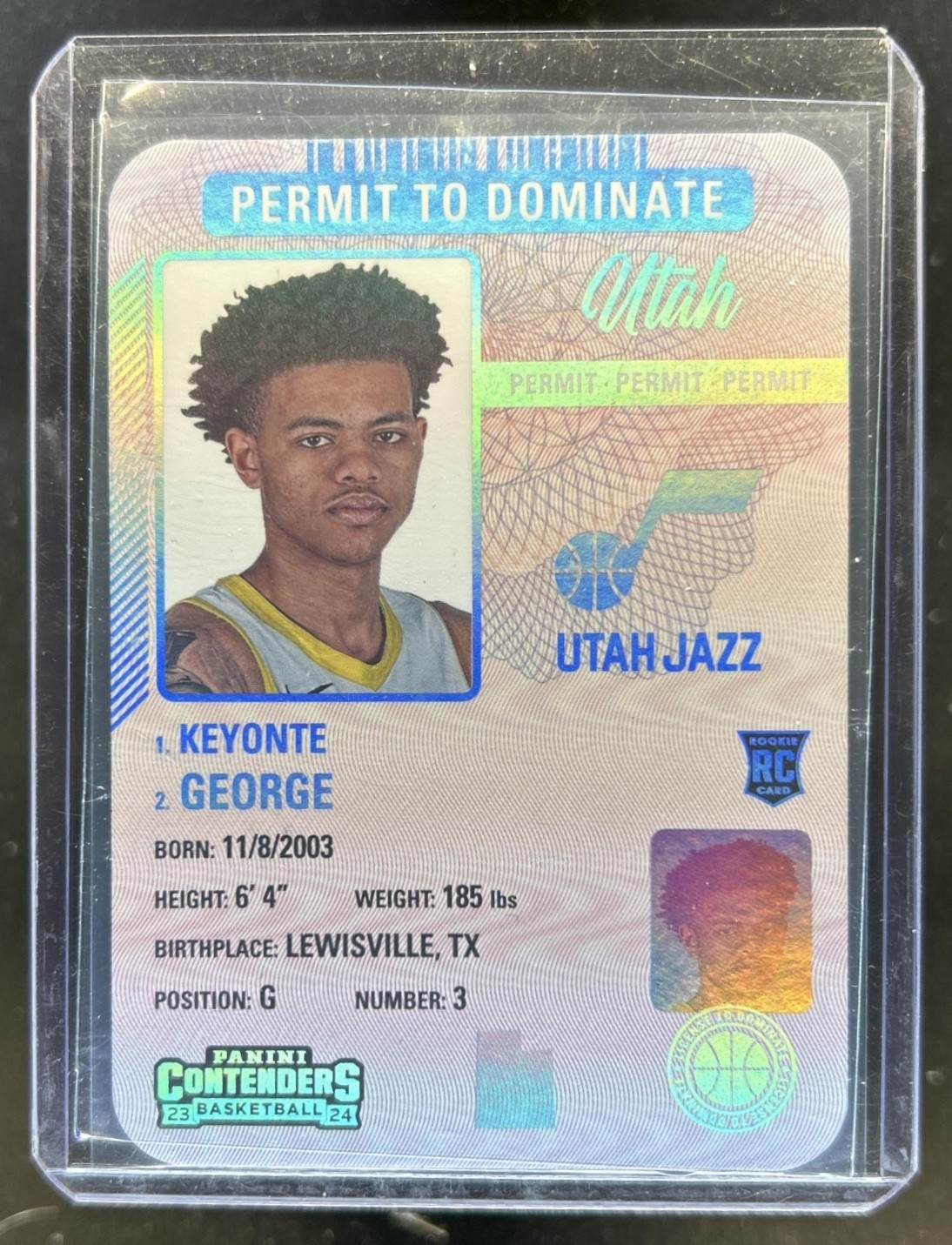 2023-24 Panini Contenders Keyonte George Permit to Dominate RC Rookie #2 Jazz