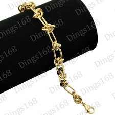 Designer Inspired 18K Gold Filled 6mm Rounded Rectangle Knot Link Chain Bracelet