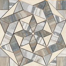 22 1/4" x 22 1/4" Porcelain Tile Medallion Accent Mosaic A6 