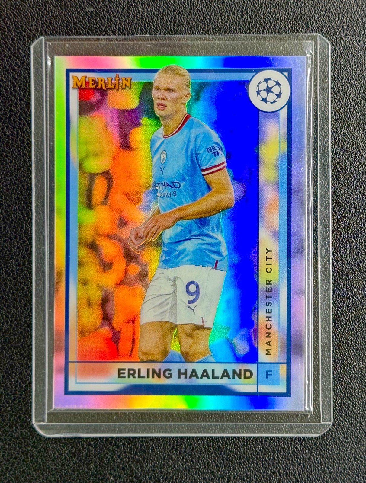 2022-23 TOPPS CHROME MERLIN UEFA CLUB COMPETITIONS #92 ERLING HAALAND REFRACTOR view 1