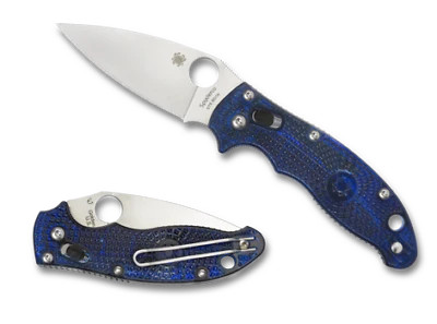 Spyderco C101PBL2 Manix 2 CTS BD1N Plain Edge Knife Blue Lightweight FRCP