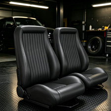2 Pcs Pvc Obs Style Seats With Dual Sliders Reclinable Low Back Bucket Seats