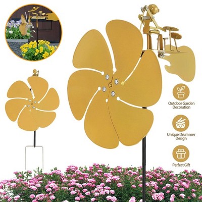 Metal Drummer Windmill Schlagzeuger Windmühle Metall Windrad Garten Dekoration