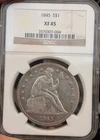 1845 $1 Seated Liberty Silver Dollar NGC XF 45 Gorgeous with flashes of luster