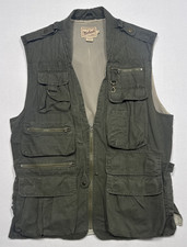 Woolrich Mens Rugged Outdoorwear Utility Vest Olive Green Cotton Vintage VTG L