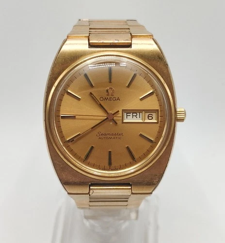 Vintage OMEGA Seamaster Automatic 166.0216 Day/Date Gold plaque men's watch