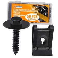 50PCS M4.2 Universal Fender Liner Screw U Nut M4.2 U Clips Screws Black
