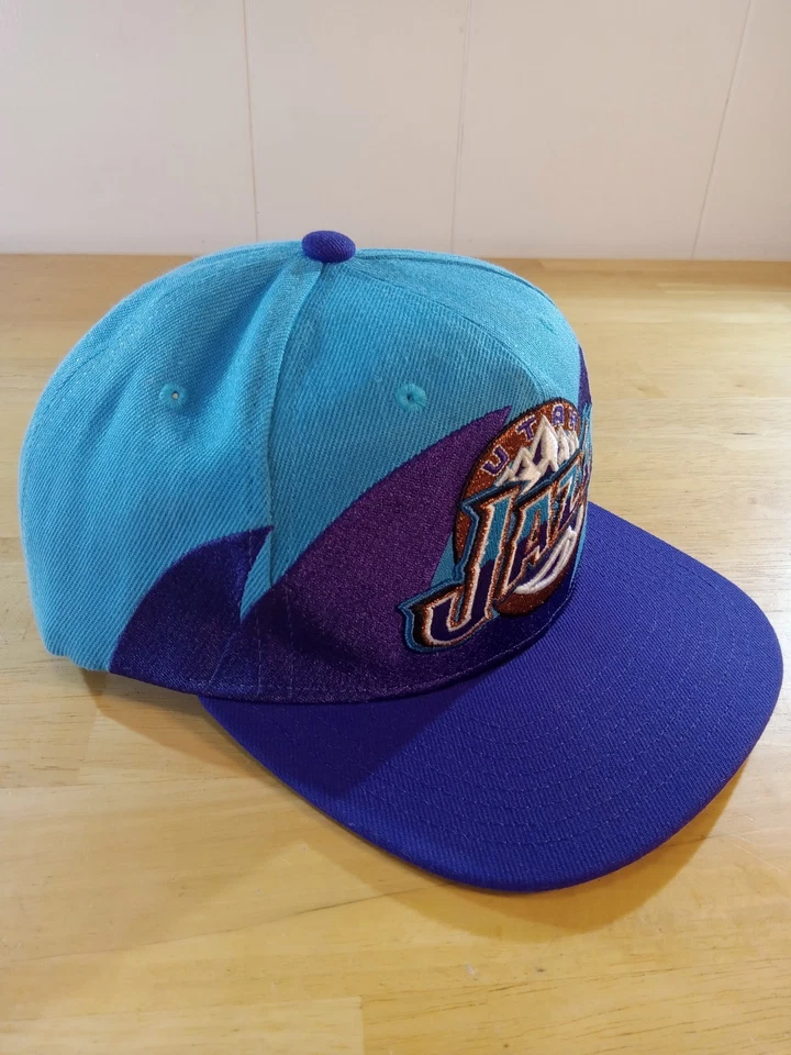 Mitchell&Ness Retro Utah Jazz Sharktooth Teal Purple Adjustable Snapback Hat New - Image 3 of 4