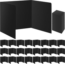 24Pack Black Desk Dividers for Student, Waterproof Plastic Privacy Folders