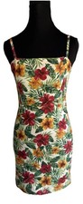 Forever 21 Women’s Small Bodycon Mini Dress Tropical Floral Print Boho Vacation