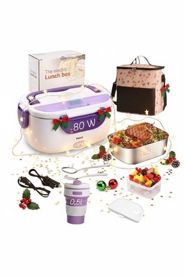 Electric Lunch Box 80W Heated for Adults 1.5L Capacity, 12/24/110v Food Warmer