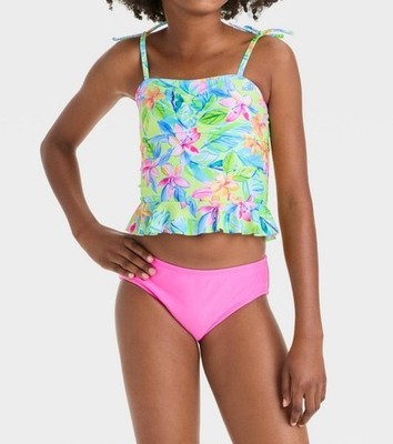Cat & Jack Girls' Paradise Coast floral Print Tankini Set Size: L (10/12)