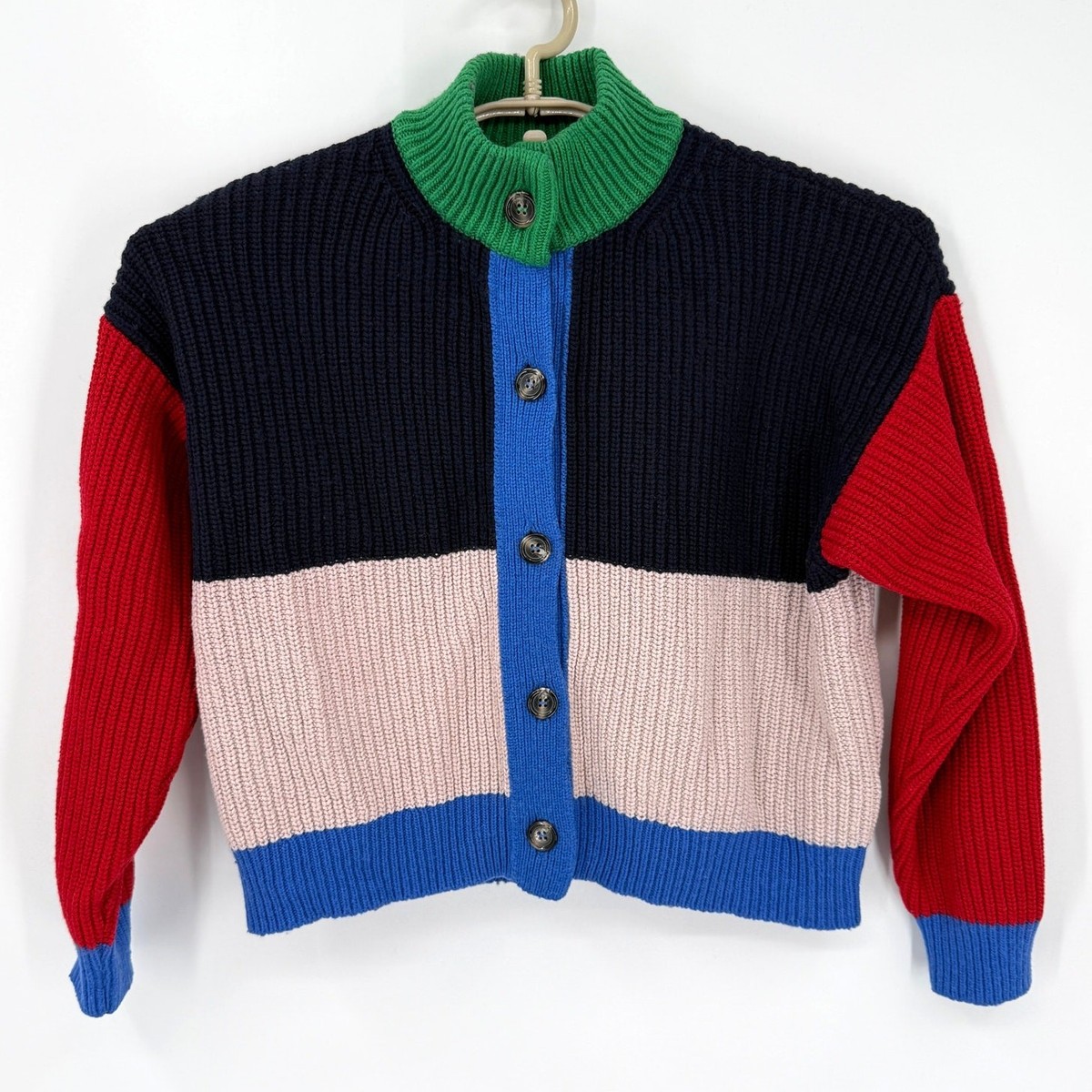 Bobo Choses Color Block Cardigan Sweater Oversized Chunky Knit