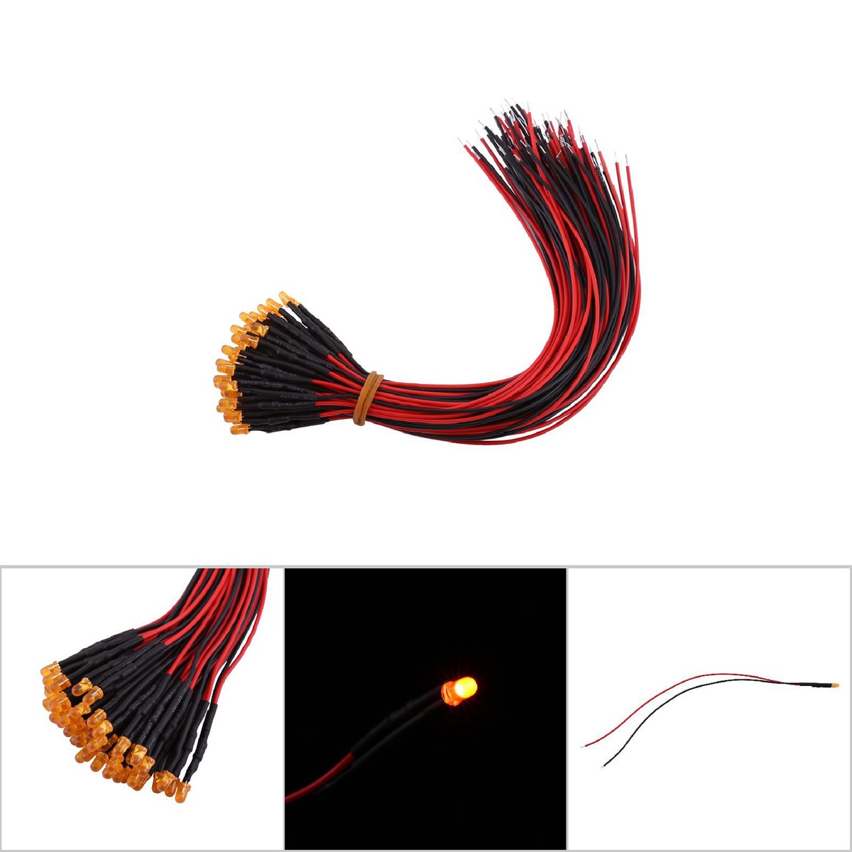 50 LED Arancioni 3mm Pre-Cablati 12V Con Fili - LiebeWH Kit Di Luci Diffuse Per Hobby, Fai Da Te, Modellismo, Auto - 4