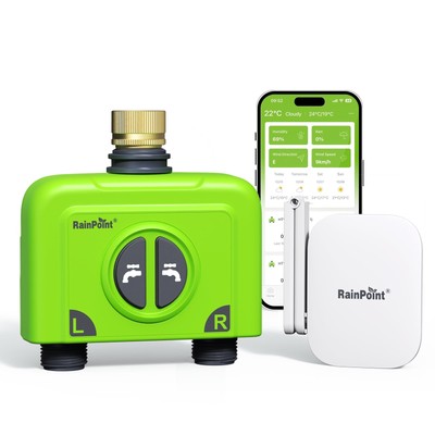 WiFi Water Timer for Garden Hose, 2 Zone Smart Hose Timer WiFi Sprinkler Cont...