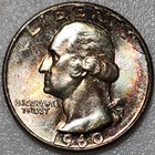 1960 Washington Quarter MONSTER TONED Choice BU - Vintage Whitman Album Silver