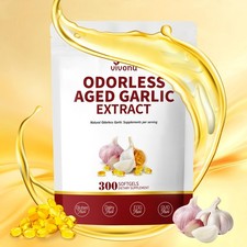 VivoNu Odorless Aged Garlic Extract Softgels 300 Count 5‑in‑1 Dietary Supplement