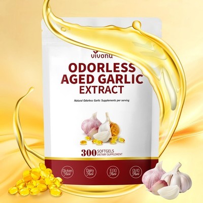 VivoNu Odorless Aged Garlic Extract Softgels 300 Count 5 in 1 Dietary Supplement