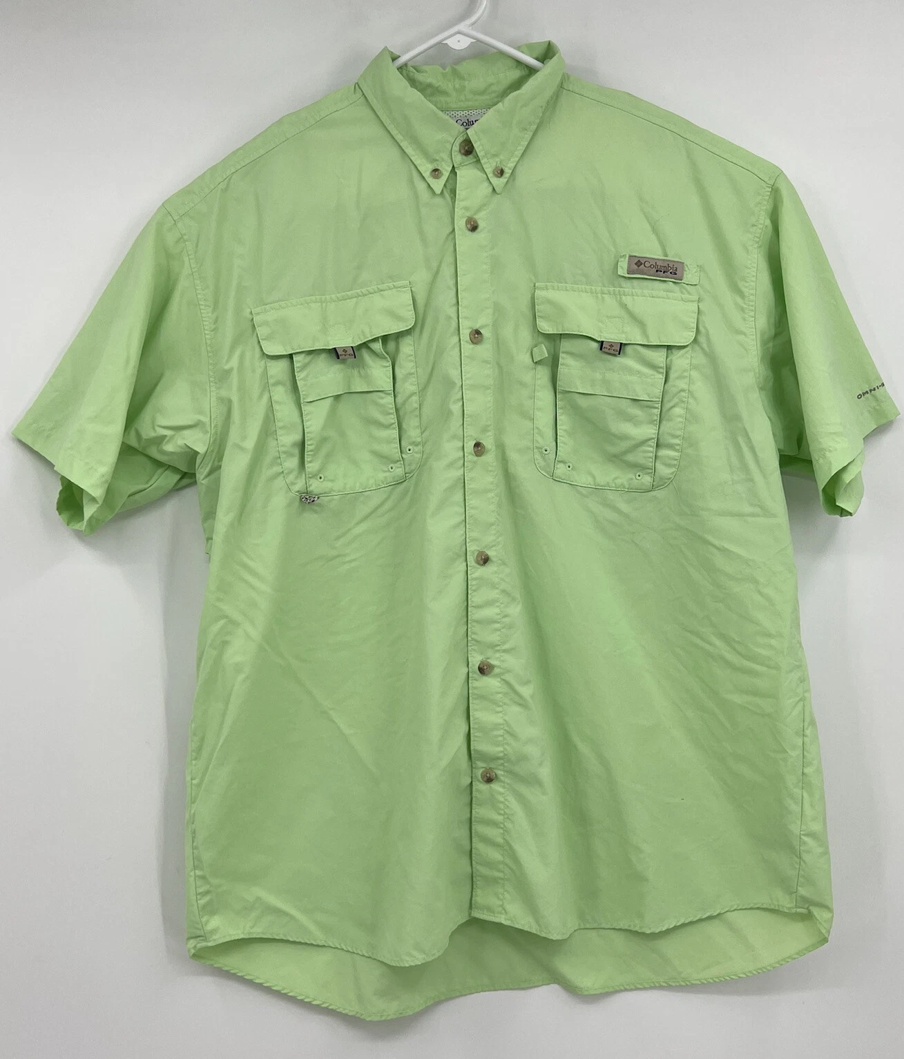 COLUMBIA Men's PFG Omni Shade S/S Vented Fishing/Hiking Shirt XL Green