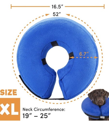 Inflatable Protective Dog Collar XL Cone Cats Soft Pet Recovery Blue - Picture 7 of 8