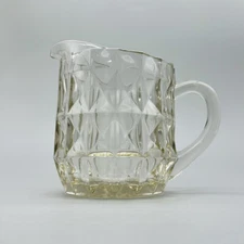 1940s Windsor Crystal Diamond Milk Pitcher Creamer Depression Era Jeanette Glass