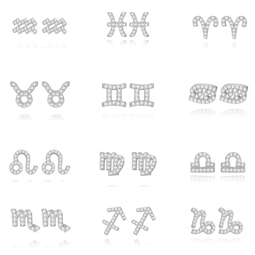 Lavishe Sterling Silver Cubic Zirconia Horoscope Zodiac Constellation Earrings - Picture 2 of 14