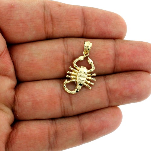 Real 10K Yellow Gold Zodiac Sign Scorpion Pendant & 2.5mm Rope Chain, Men Women - Picture 4 of 18