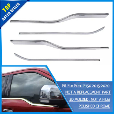   Chrome Window Bottom Sill Trim Strips Cover Molded 2015-20 For Ford F150 4Door