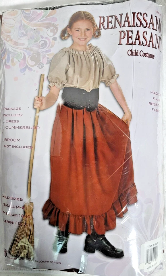 Disfraces RG Renacimiento Campesina Niña, Niño Mediano/Talla 8-10, Vestir, Teatro Foto 2 de 4