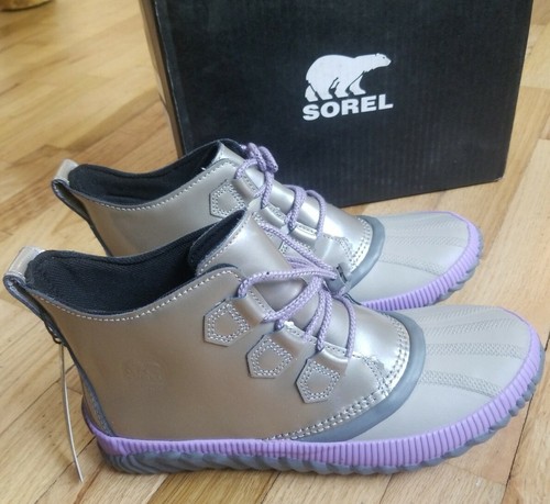 NIB SOREL OUT N ABOUT PLUS WATERPROOF WINTER BOOTS CHROME GRAY Size 7 YOUTH - Picture 3 of 8