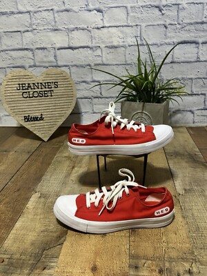 H-E-B HEB Grocery Red Shoes Womens Size 9.5 Mens 8 Canvas Oil Resistant